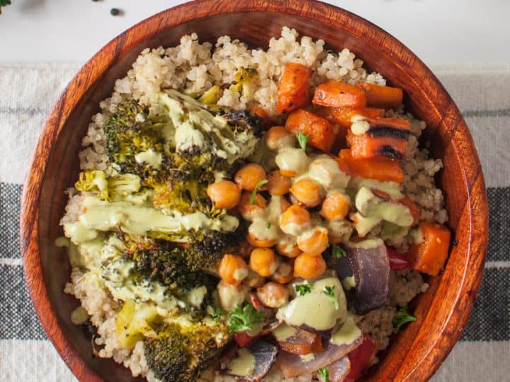 Roasted Vegetable Buddha Bowl with Tahini Dressing
