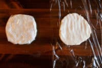 gluten free pie crust dough in chilled patties, wrapped in plastic