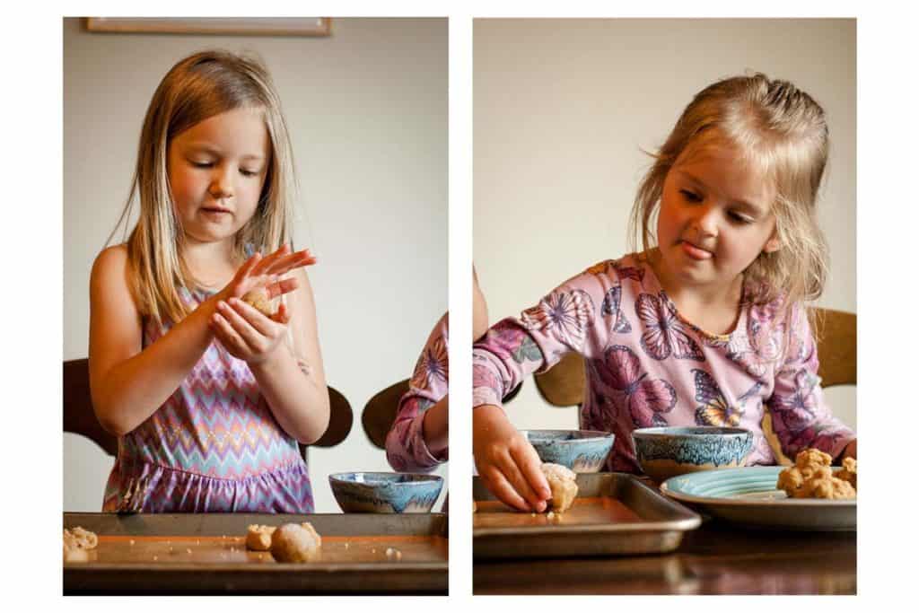 Girls Making Easy Gluten Free Peanut Butter Cookies