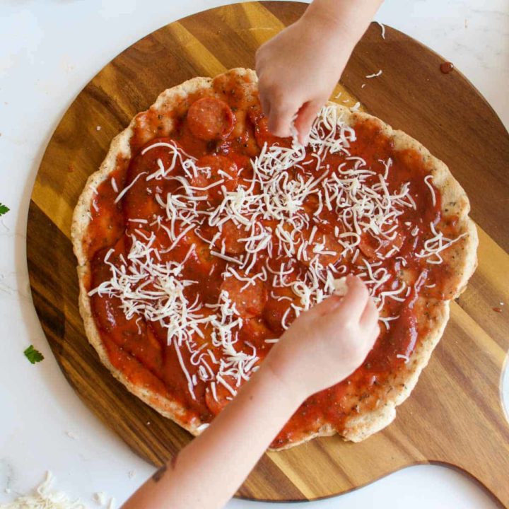 gluten free no yeast pizza crust - recipe card image