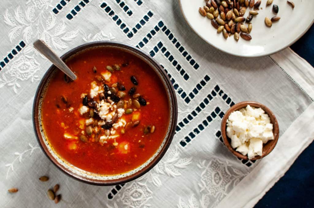 Roasted Red Pepper soup flatlay