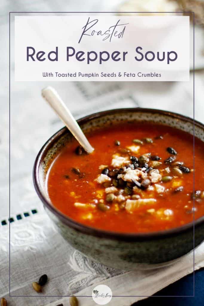 Ultimate Roasted Red Pepper Soup - With Toasted Pumpkin Seeds & Feta