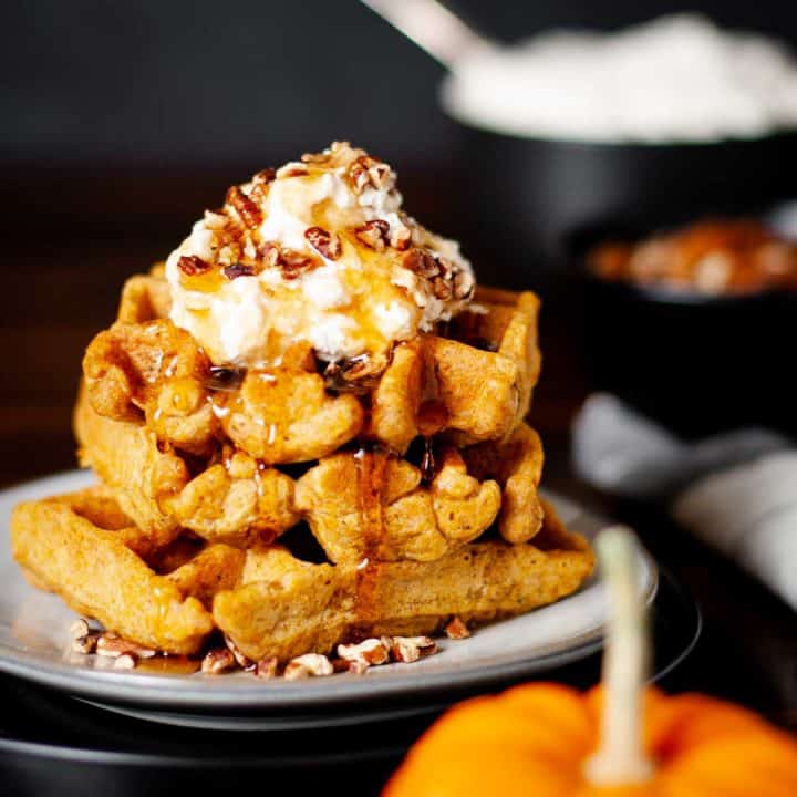 Belgian Pumpkin Waffles Recipe Card Picture