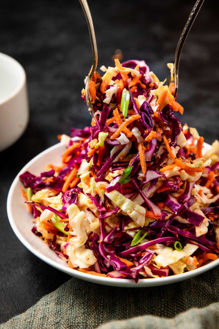 Sweet and Tangy Coleslaw - 5 Minute No-Mayo Coleslaw Recipe!